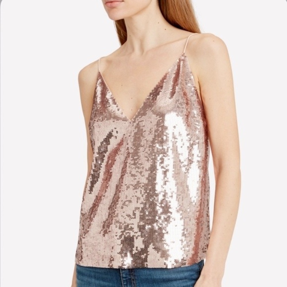 NWT Veronica Beard Coda Sequin Cami Top Pink Rose Gold 6 Evening Party Event